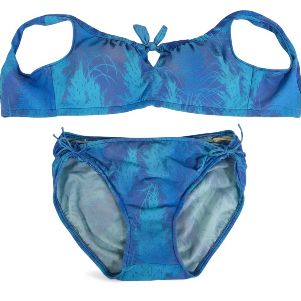 Vtg Sandcastle BLUE SWIM SUIT Bikini Bullet Bra Convertible Bottoms (16) Size M